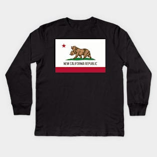 New California Republic Flag Two Headed Bear Kids Long Sleeve T-Shirt